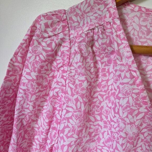EUC LIKE NEW J CREW FLORAL PINK WHITE DAINTY V NECK COTTON TOP SIZE SMALL - Picture 5 of 15